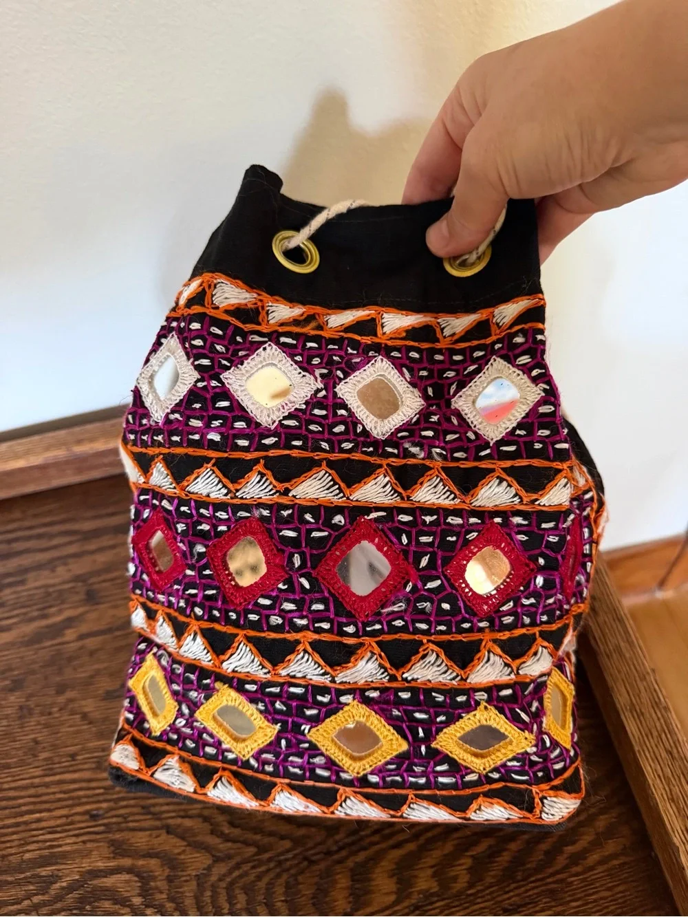 Vintage Indian Banjara Shisha Bucket Bag